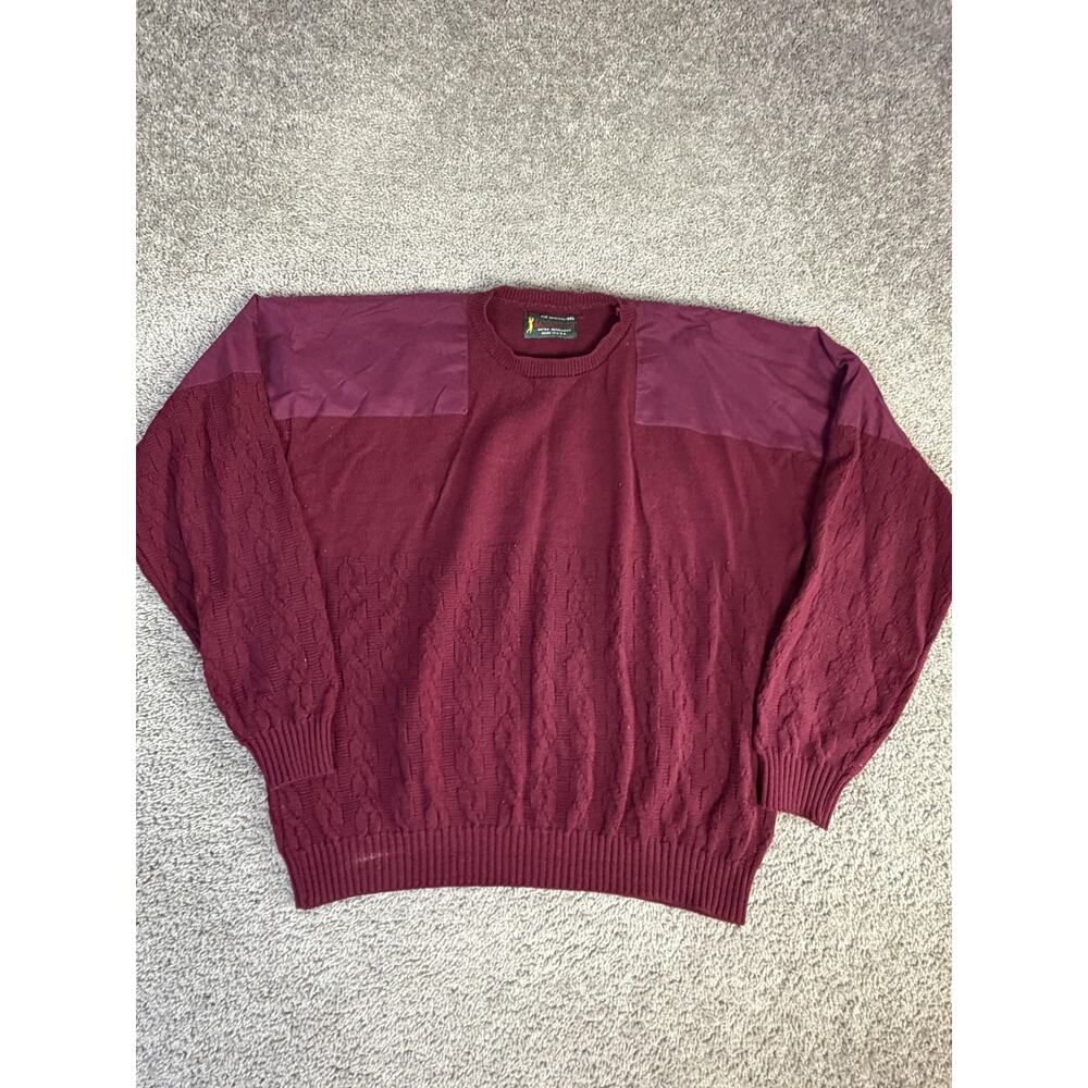 RainSwetter Sweater Mens 2XL Red Cable-Knit Water Repellent Crew Neck Pullover